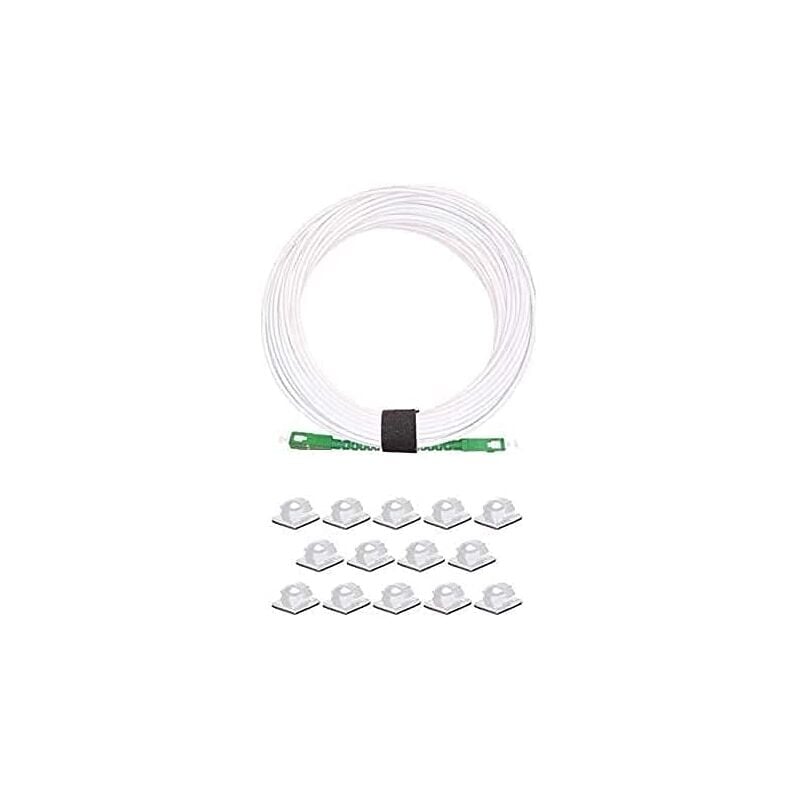 Elfcam - Cable a Fibre Optique pour Orange sfr Bouygues, La Livraison avec 25 Pieces Clips de Cable Adhesif pour Gestion de Fibre Optique, sc/apc a