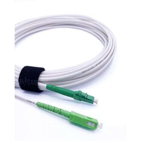 Elfcam® - Cable a Fibre Optique SC/APC a LC/APC Monomode Simplex 9/125um OS2 Jarretiere Optique LSZH Blanc (35M)