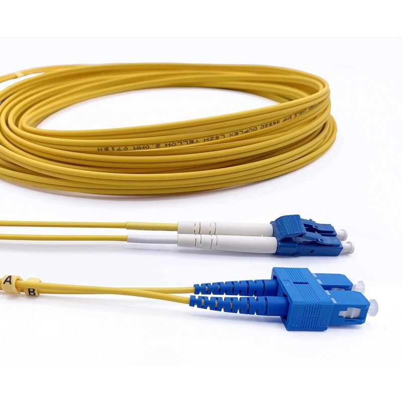 Cable a Fibre Optique (Jarretiere Optique) OS2 Monomode Duplex sc/upc a lc/upc (15M) - Elfcam