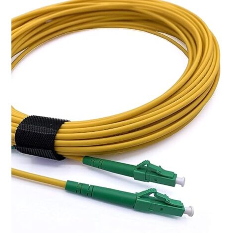Elfcam - Câble Fibre Optique LC/APC à LC/APC - 30m (Jaune), Jarretière Optique Simplex Monomode 9/125μm LSZH