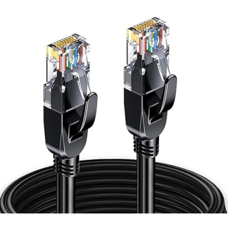 Elfcam - Ethernet-Netzwerkkabel RJ45 Cat 7 Geschirmt SFTP - 1m (Rund Schwarz), 10 Gbps, 600 MHz, 100% Kupfer, Ultra-Schnell, Störungsfrei, Ideal PC, Konsole, Router, Modem, Glasfaserbox