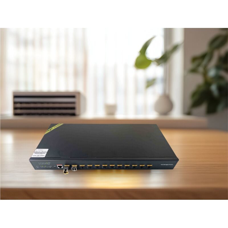 10Gb Commutateur Géré avec 12 Ports 10G sfp+, 10GbE Switch Fibre Optique Managed Web/CLI L3, Compatible avec Freebox Ultra et Orange Livebox 6,