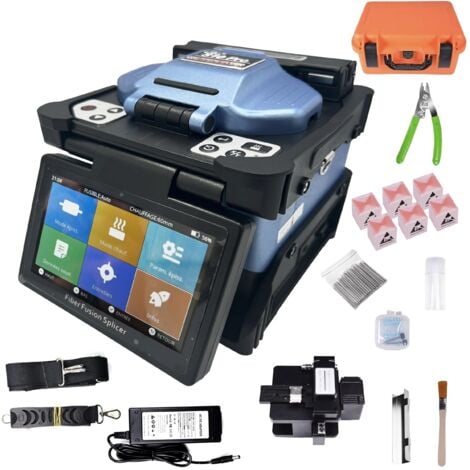 Elfcam – Glasfaserspleißgerät S10 Pro – Kern-zu-Kern-Ausrichtung, 5" LCD-Bildschirm, 7800mAh Akku, kompatibel mit SM/MM/DS/NZDS, Komplettset enthalten