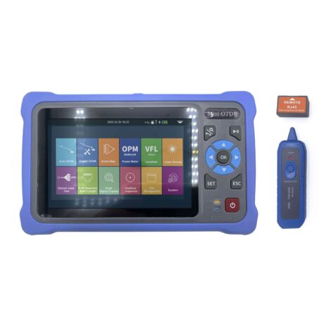 Elfcam OTDR Tester ELF-5800 für FTTH – 26 dB / 24 dB Monomode 1310 nm / 1550 nm, 4-in-1 mit VFL, OPM, OLS – Optischer Reflektometer für Glasfaser, Reichweite bis 100 km
