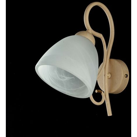 Elfenbeinfarbene Eisenwandleuchte One Light Alabasterweißer Glaslampenschirm 22x h25 cm