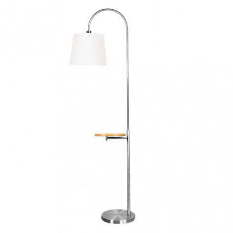 Elfenbeinfarbener Salonfuß 1xe27 Nickel mit weißem Bildschirm mit eingebautem Holztisch 180x30x52 cm