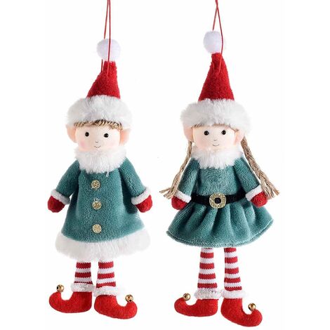 Elfi Natalizi da Appendere Decorazioni Artigianali per Albero di Natale, Casa, Vetrine Set 6 Pezzi