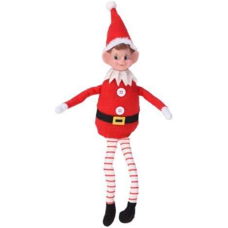 Elfo decorativo con vestito rosso in stoffa decorazione natalizia da 35 cm