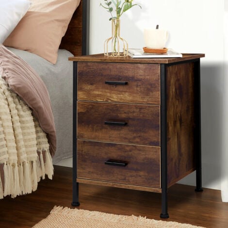 Dark brown deals nightstand with drawers