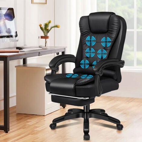 ELFORDSON Office Chair with 8-Point Massage Gaming and Heat Function, Black