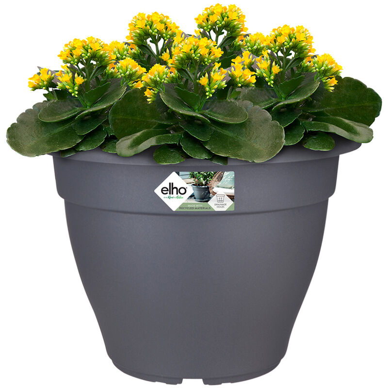 Bac à fleurs rond jardinière Anthracite en plastique pour extérieur jardin terrasse pot de fleurs 7 l - Elho