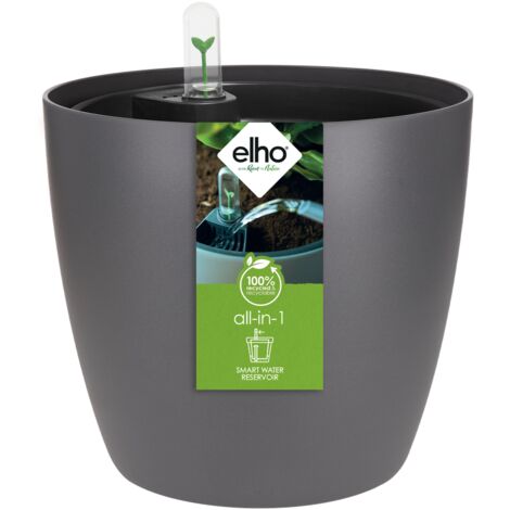 Elho All-in-1 Brussel Round 25 + Swi 24 Anthracite Vaso Rotondo