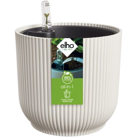 Elho All-in-1 Vibes Rond 18 + Swi 17 - Blanc - L 18 x B 18.35 x H 17 cm - intérieur - 100% recyclé