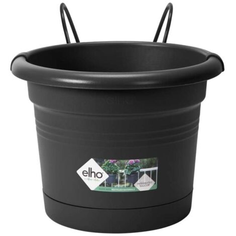 Elho Balconiere Green Basics Nero - Vaso con Supporto per Ringhiere