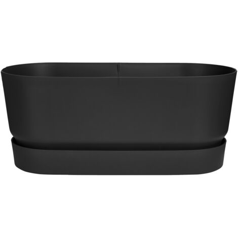 Elho Greenville Terrace Trough 80 Wheels Living Black Fioriera Rettangolare