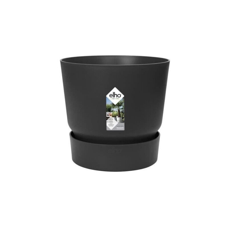 Elho - Pot de fleurs rond Greenville 30 - Extérieur - ø 29,5 x h 27,8 cm - Vivre noir