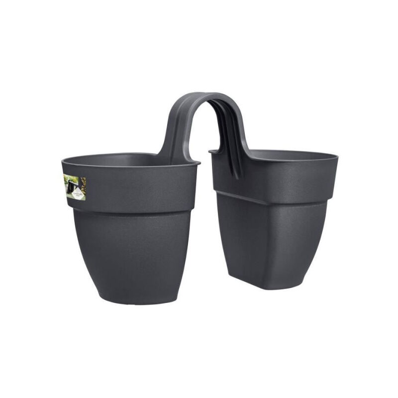 Pot de fleurs - Vibia Campana Flower Twin 21 - Anthracite - Balcon extérieur - l 38.4 x w 20.5 x h 26.5 cm - Elho