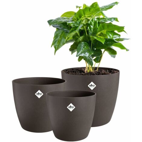 ELHO Set da 3 vasi tondi The Coffee Collection - Ø14xH12,6cm, Ø16xH14,7cm, Ø18xH16,8 cm - 7 L - Marrone