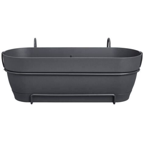 Elho Vibia Campana Balconnière Allin1 50 - Noir - L 50 x B 26 x H 17 cm - Balcon - 100% recyclé