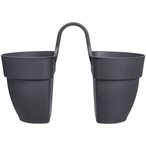 elho® Vibia campana Geländertopf Flower Twin Anthrazit 21 cm - Kunststoff