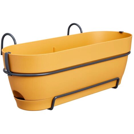 elho® Vibia campana Pflanzkasten Honiggelb 50 cm mit Halter allin1 - Kunststoff