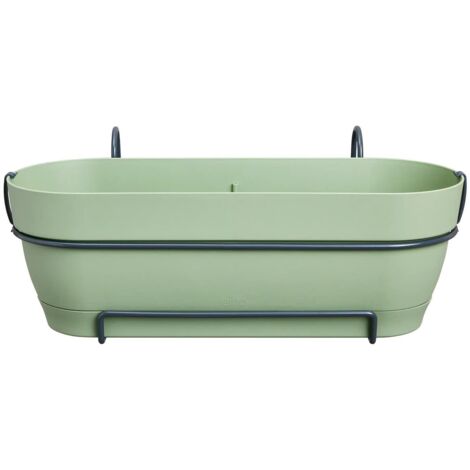 elho® Vibia campana Pflanzkasten Pistaziengrün 50 cm mit Halter all-in-1