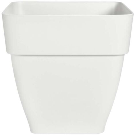 Elho Vibia Campana Square 36 - Vaso per Esterno - Ø 36.424 x H 35.628 cm - Bianco/Silky White