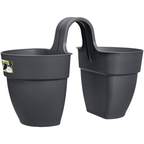 elho Vibia Campana Twin pot de fleurs anthracite 38x20x26 cm
