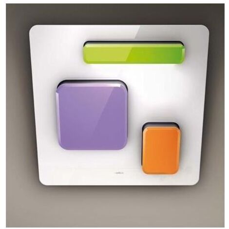 Elica PRF0020290B FEEL EUPHORIA WH-COL - Cappa a parete filtrante 80 cm, 800 m³-h, Classe A, 64 dB, Controllo elettronico e-motion, 3 velocita', Illuminazione LED, Vetro Bianco con inserti colorati