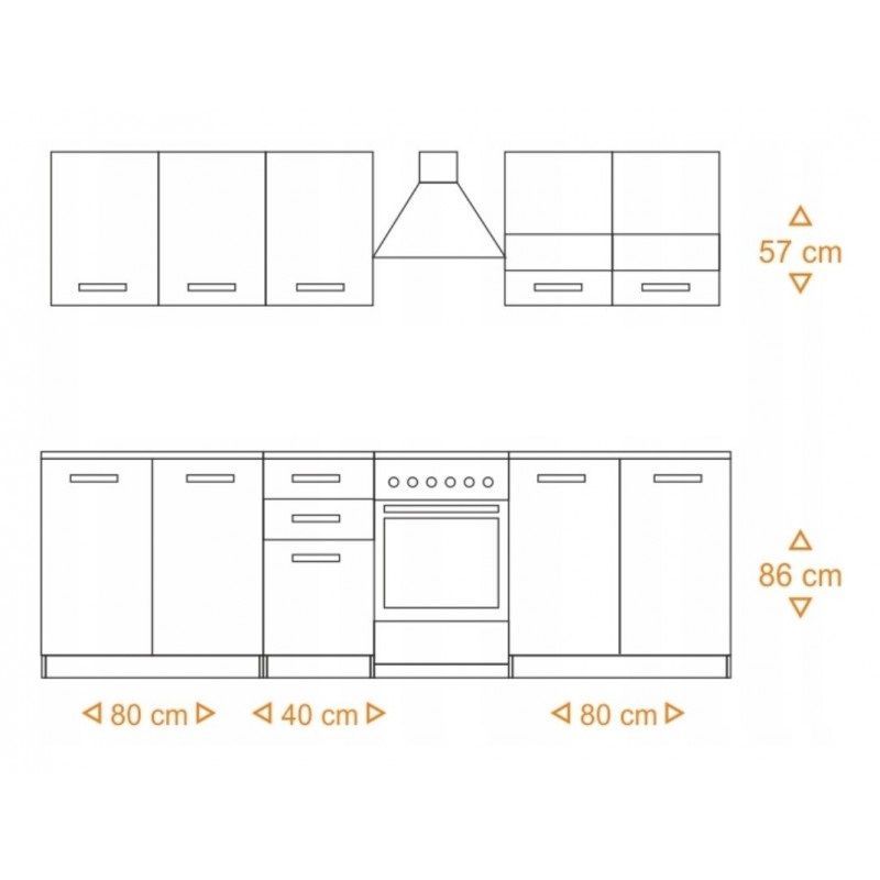 Elif Cuisine Complete Lineaire L 200 Cm 6 Pcs Plan De Travail Inclus Ensemble Armoires Cuisine Sonoma Sonoma Top Kuchnia200 Sonoma