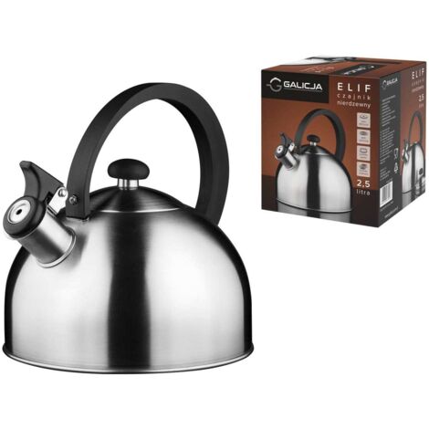 ELIF Edelstahl-Wasserkocher 2,5 l, Gas- und Induktionsgeeignet, Edelstahl, satiniertes Silber