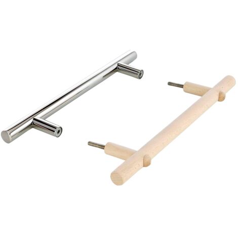 Eliga - Set di maniglie per porta, in acciaio INOX e legno