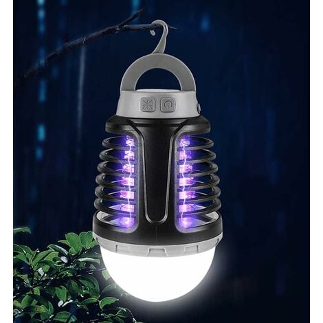 FORTUNEVILLE Éliminateur de moustiques électrique trois en un UV éliminateur de moustiques solaire camping lumière IP6 étanche portable éliminateur de moustiques tente lumière intérieur chambre extérieur jardin US