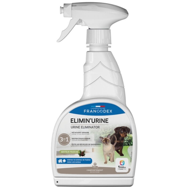 Francodex - limine urine Intérieur, extérieur de l'habitat senteur pin des landes 750 ml chat et chien