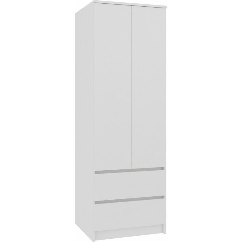 

ELINE | Dormitorio moderno armario vestidor | 180x60x51 cm | Unidad de almacenamiento | Armario multifunción 2 cajones - Blanco