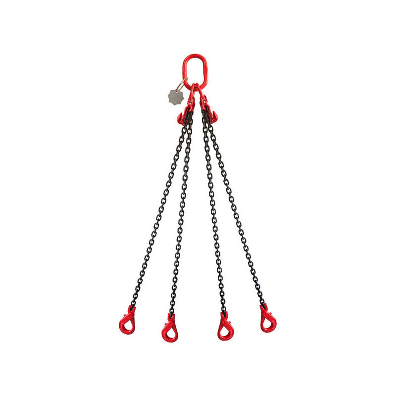 Moncoffrage.com - Élingue chaîne de levage 4 brins G80 maille Ø 10 mm long 2,00 ml (racc + crochet auto) CMU 6,62t - 2