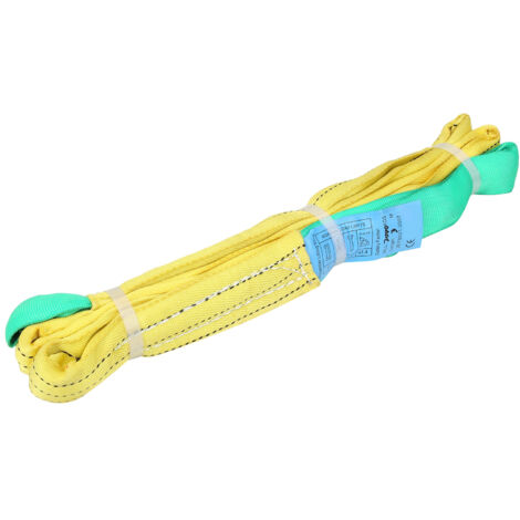 Élingue plate industrielle de levage 2T, 3m, double boucles, en polyester souple pour remorquage
