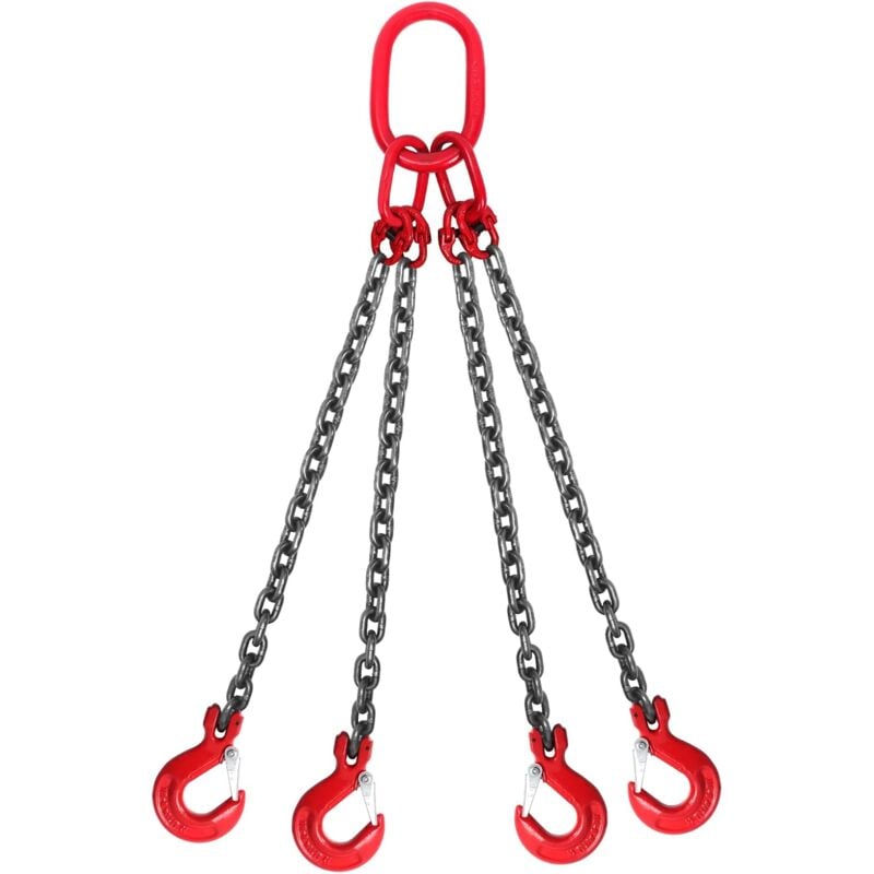 Lingues en Chaîne,Élingue d'Élévateur Chaîne de Levage avec Crochet en Acier au Manganèse 4 brins Capacité de Charge 6,4T(8mmx1,45m) - Brisunshine