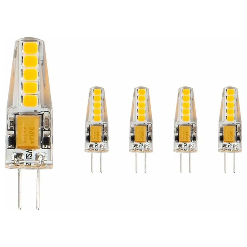 Elinkume 5X Ampoules G4 led Blanc Chaud, 36mm x 9mm Plus Proche de la Taille Traditionnelle, 3W led Equivalent 23W Ampoule à Halogène, 2,700K, ac/dc