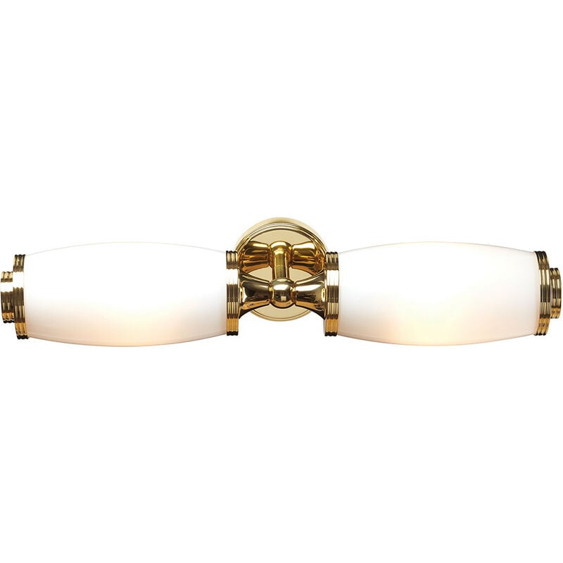 Eliot - 2 Light Bathroom Twin Wall Light Polished Brass IP44, G9 - Elstead