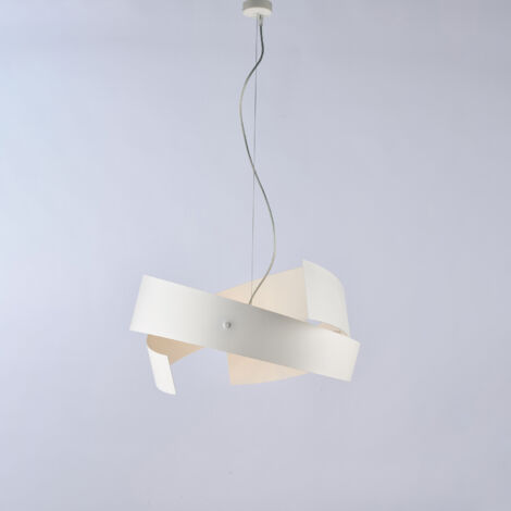 Elisa Suspension en fer découpé laser laqué blanc avec câble acier réglable 3 lumières 128 d.57 BL226-3-BCO