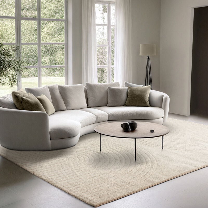 The Carpet - Elisa tapis salon moderne doux motif géométrique crème