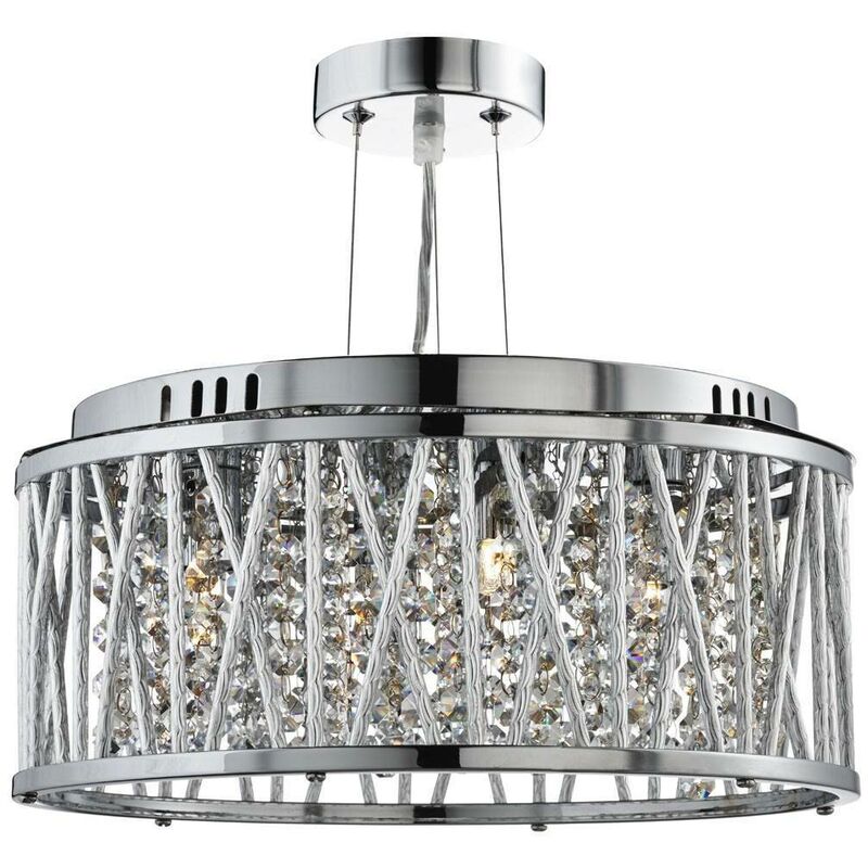 Elise - 3 Light Ceiling Pendant Chrome with Crystals, G9 - Searchlight