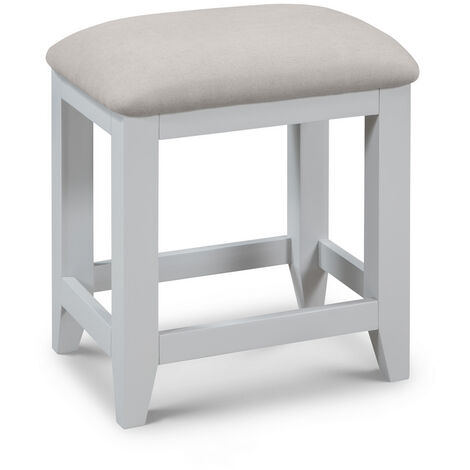 main image of "Elise Solid Oak Grey Dressing Table Stool With Cushion Seat"
