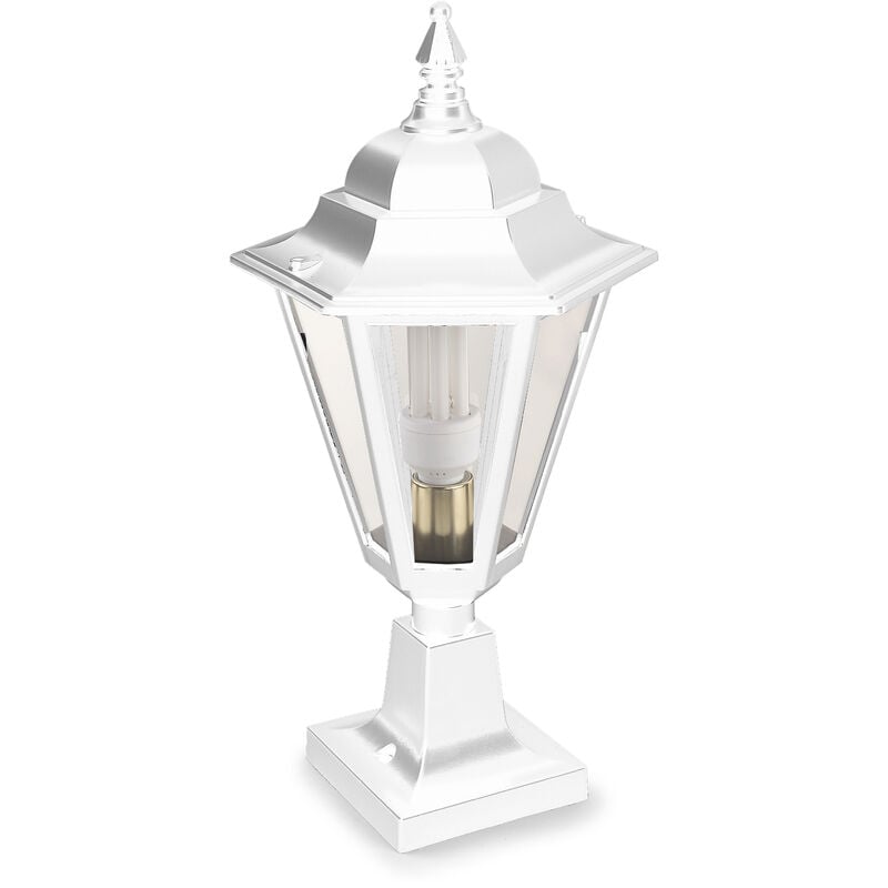 Borne classique ELITE 6 IP44 E27 42W 620mm Verre gelé Blanc