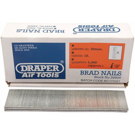 Elite Choice Draper XS17 – 59826 30 mm BRAD Nails 18 gauge [confezione da 5000]