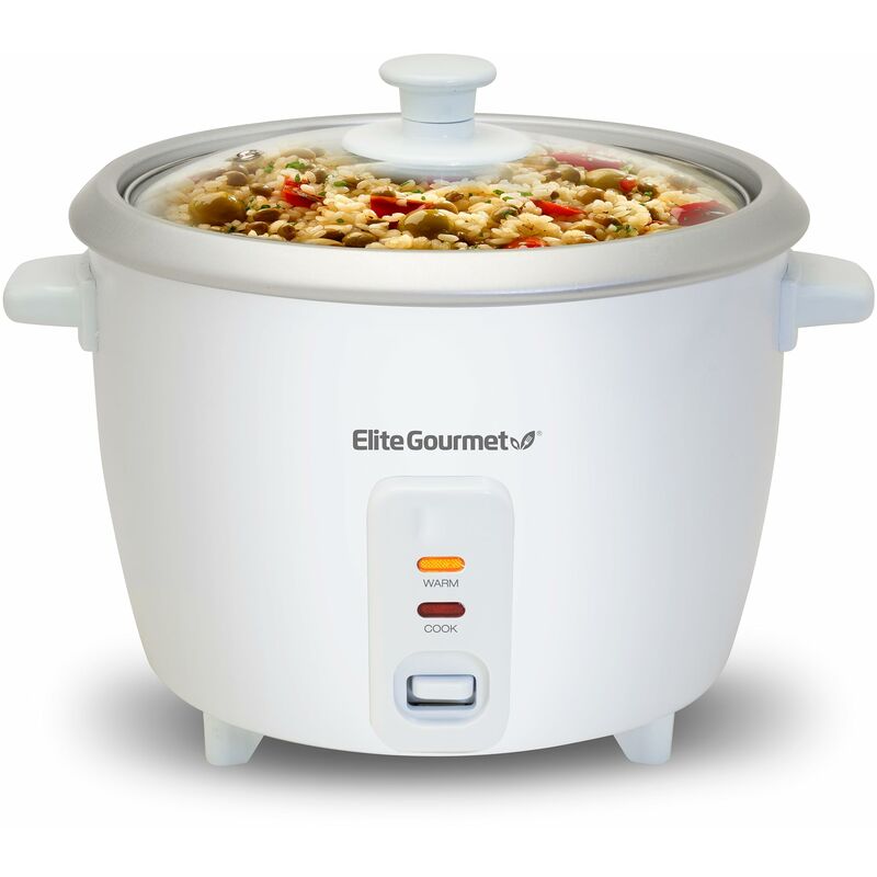 Image of Elite Gourmet - ERC-003 Cuociriso elettrico con mantenimento automatico in caldo per zuppe, stufati, cereali, cereali caldi, bianco, 6 tazze cotte (3
