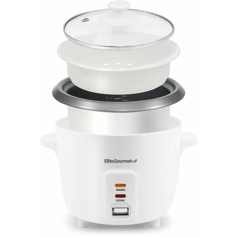 Image of Elite Gourmet - ERC-006NST Cuociriso elettrico con pentola interna antiaderente per zuppe, stufati, cereali, funzione di mantenimento in caldo, 6