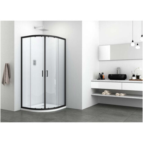 Elite schwarz Runddusche mit Easy Clean, 88-90cm x 88-90cm x 195cm