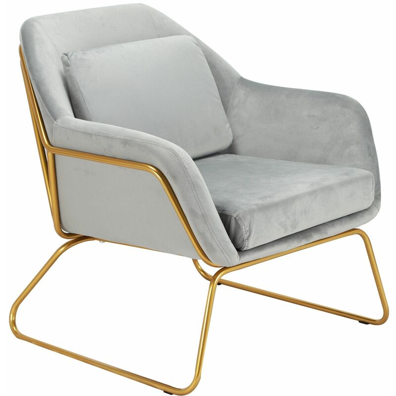 Bo Living - Seal Grey Velvet Upholstered Ella Accent Chair, W77xD80xH73 cm - Seal Grey